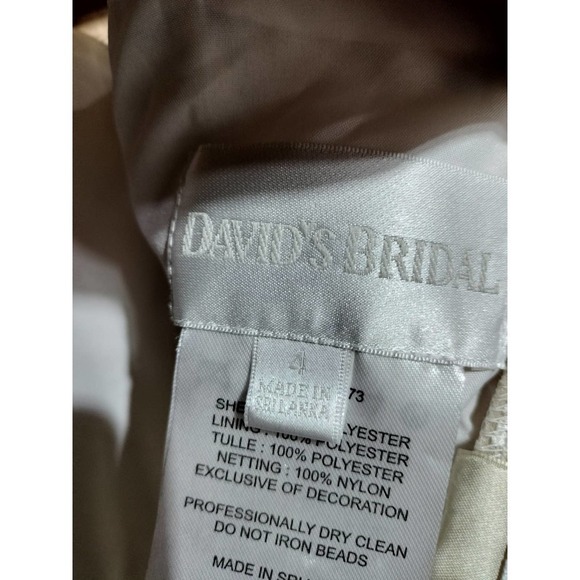 David's Bridal child size 4 formal dress beige & white flower girl jr bridesmaid - Picture 15 of 16